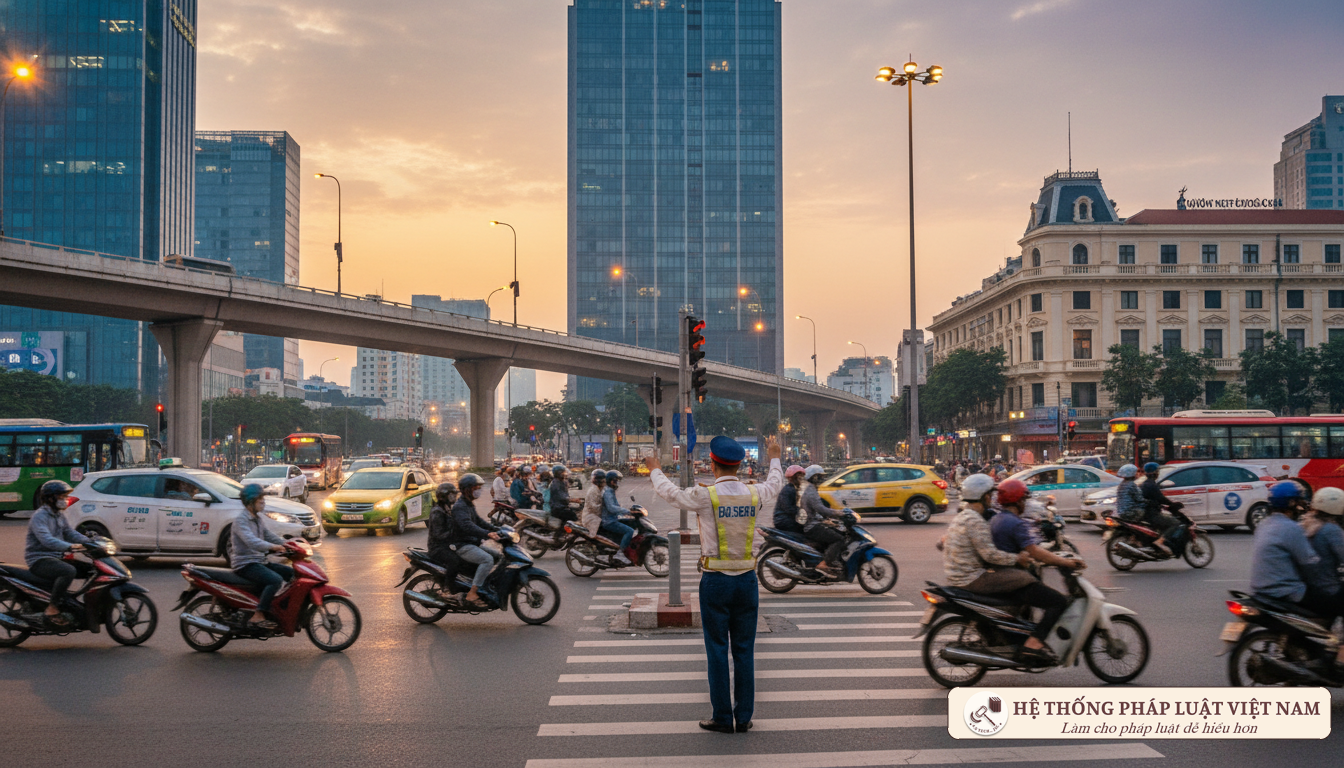 Cảnh sát giao thông thực thi Luật Trật tự an toàn giao thông đường bộ Cảnh sát giao thông Việt Nam hướng dẫn giao thông trên đường phố hiện đại