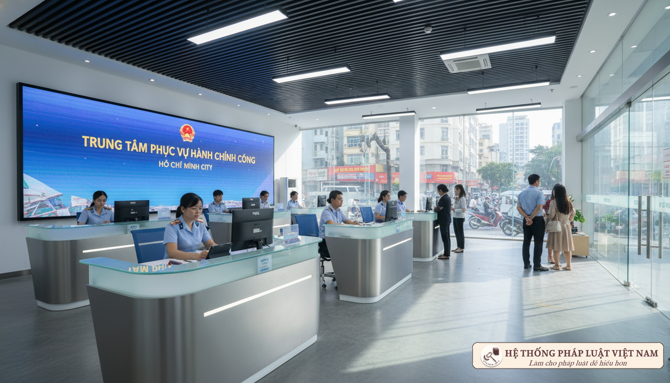 Cán bộ làm thủ tục hành chính tại TP.HCM