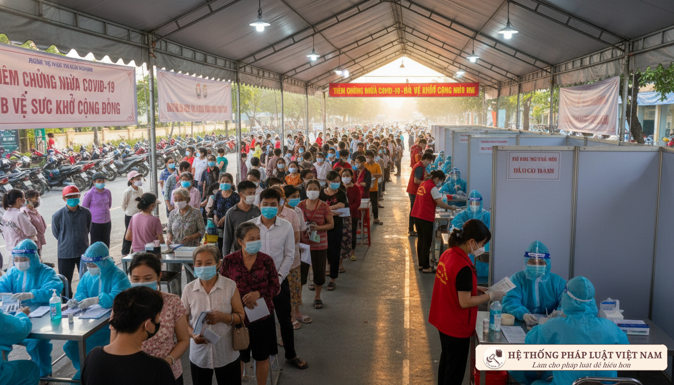 Điểm tiêm chủng vaccine Covid-19 đông đúc tại Việt Nam