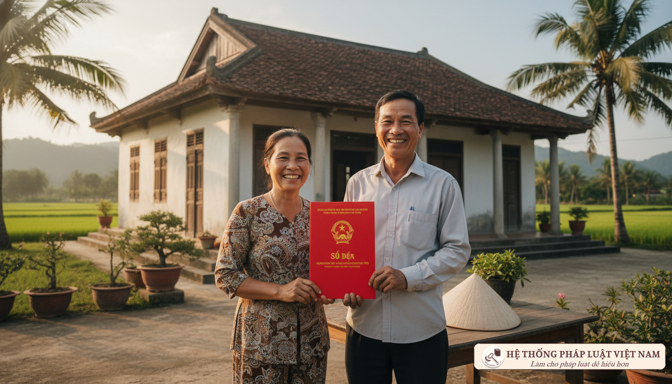 Người dân Việt Nam nhận Sổ đỏ theo Luật Đất đai 2013