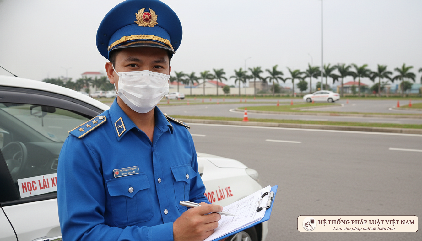 Sát hạch viên và thí sinh tại Hà Nội 2021