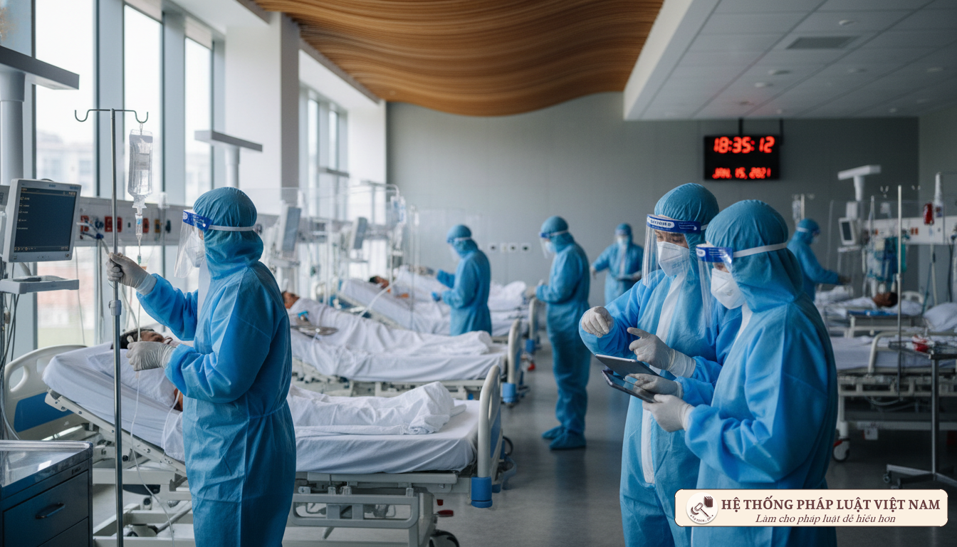 Nhân viên y tế Việt Nam trong trang phục bảo hộ điều trị bệnh nhân Covid-19 năm 2021