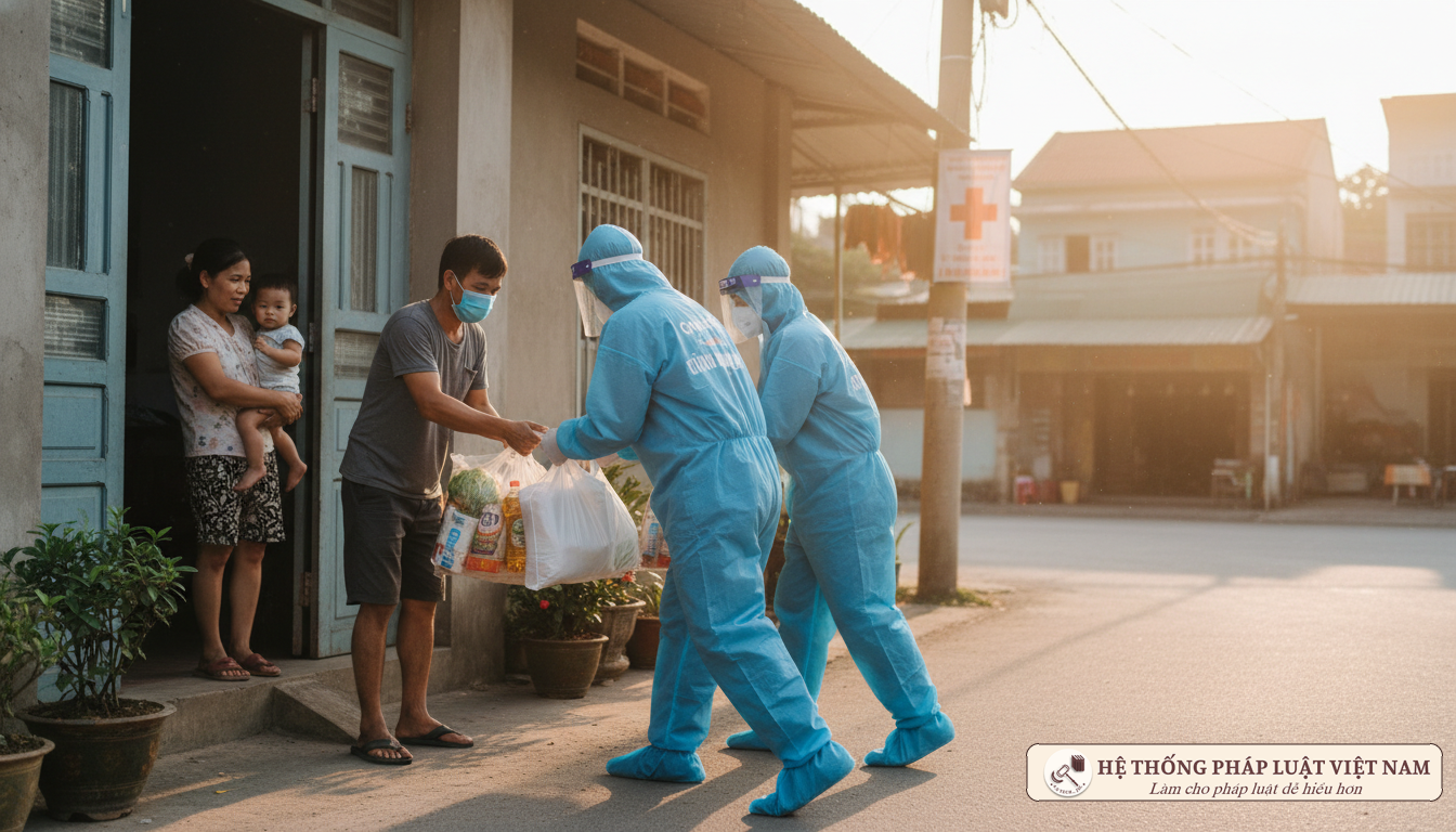 Tình nguyện viên hỗ trợ nhu yếu phẩm cho người dân trong đại dịch