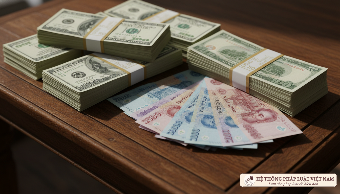 Tiền USD và VNĐ tiền mặt