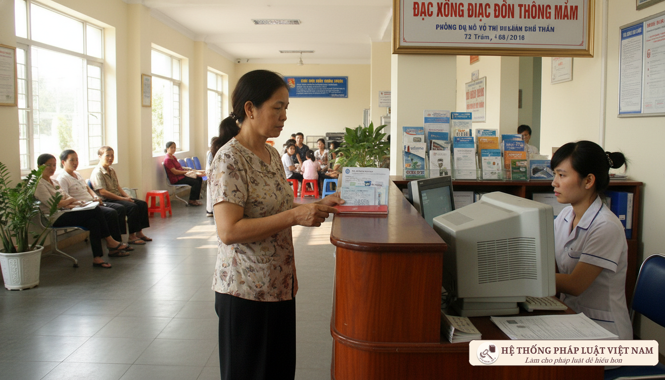 Người dân làm thủ tục khám bệnh tại bệnh viện năm 2010