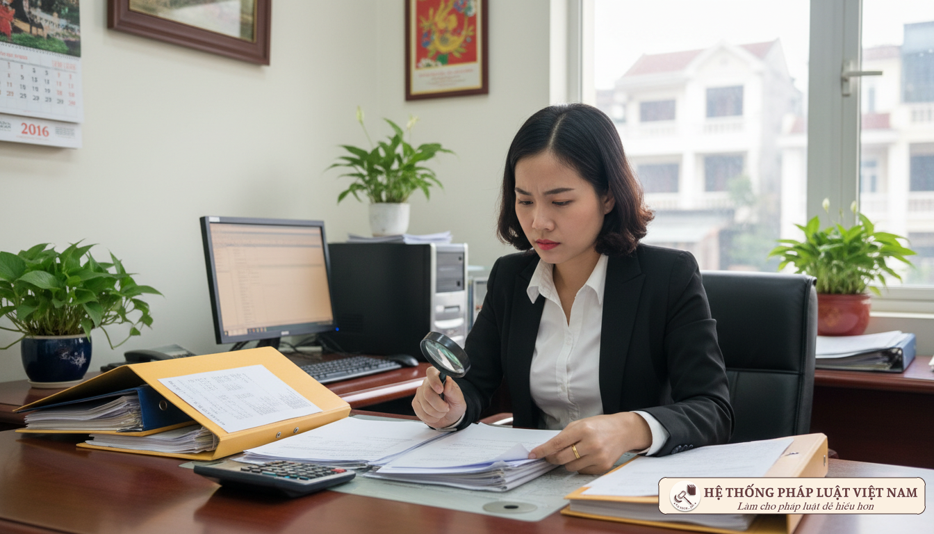 Kế toán kiểm tra hóa đơn chứng từ
