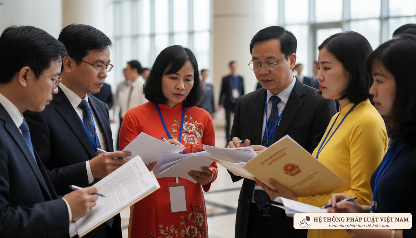 Các đại biểu Quốc hội thảo luận về dự án luật
