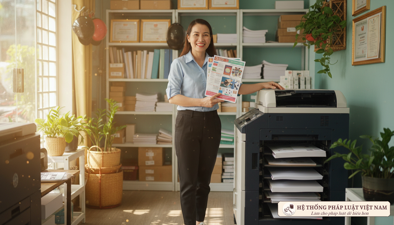 Chủ cửa hàng in ấn đăng ký máy photocopy màu