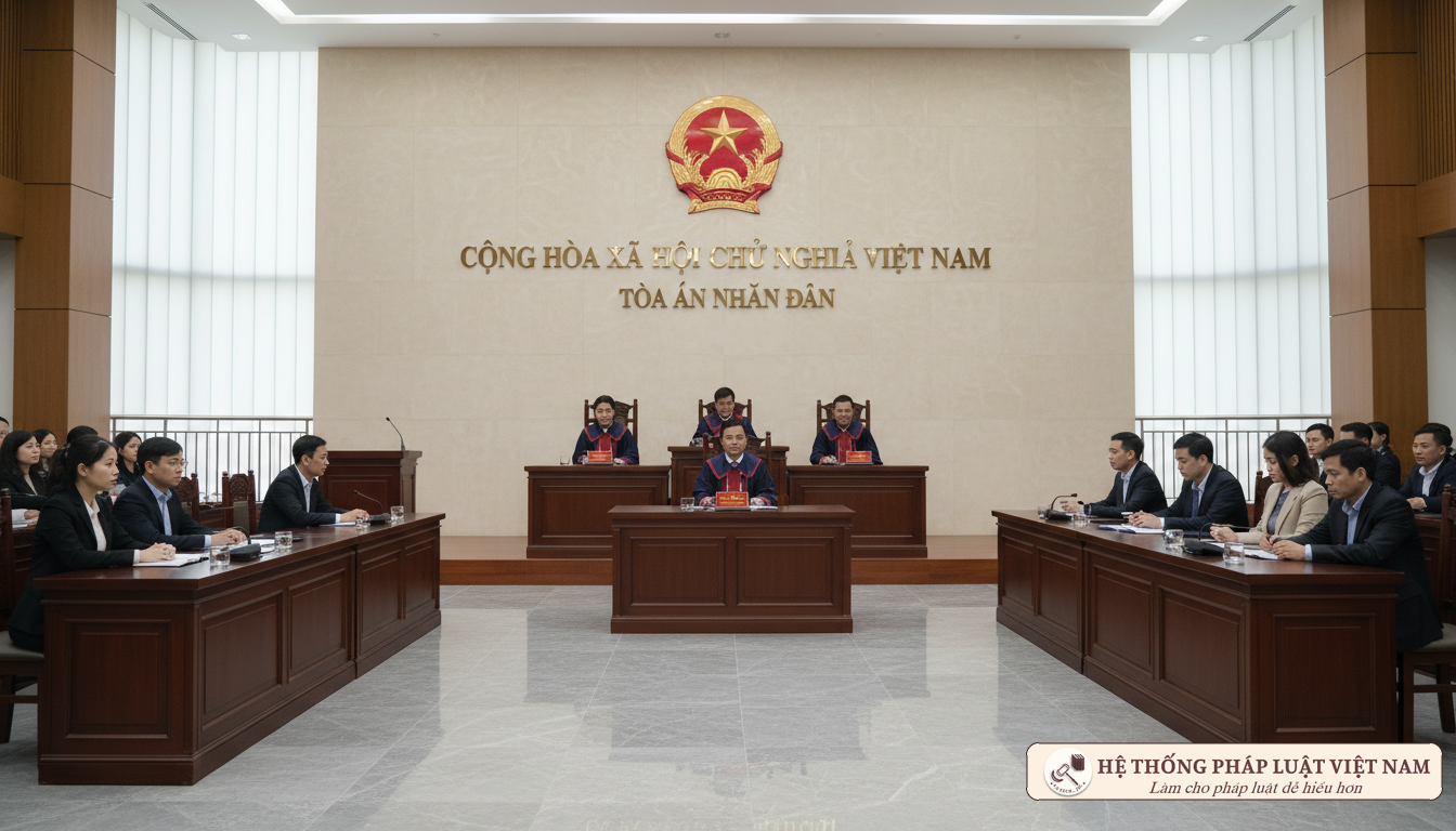 Quang cảnh phiên tòa xét xử hình sự tại Việt Nam