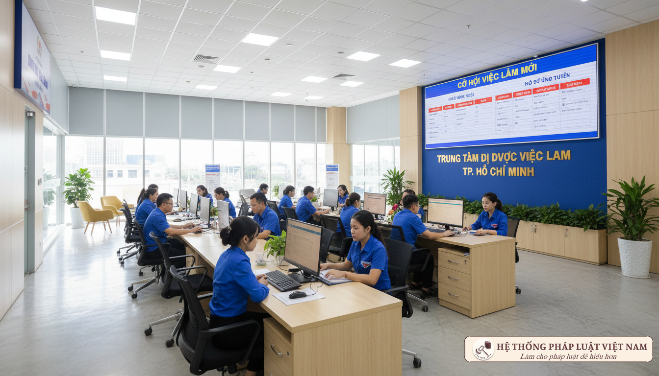 Thủ tục hưởng trợ cấp thất nghiệp 2019 Người lao động làm thủ tục tại Trung tâm dịch vụ việc làm