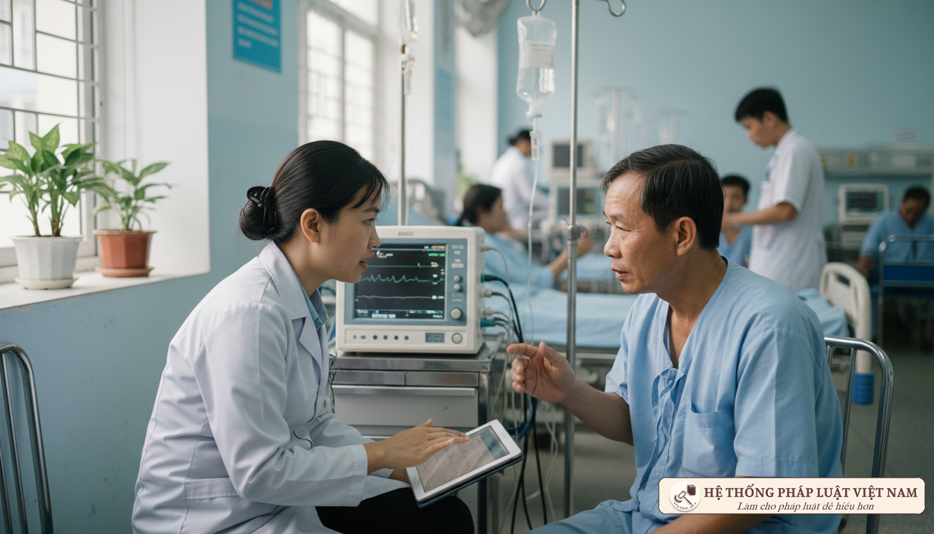 Bác sĩ thăm khám cho bệnh nhân tại bệnh viện