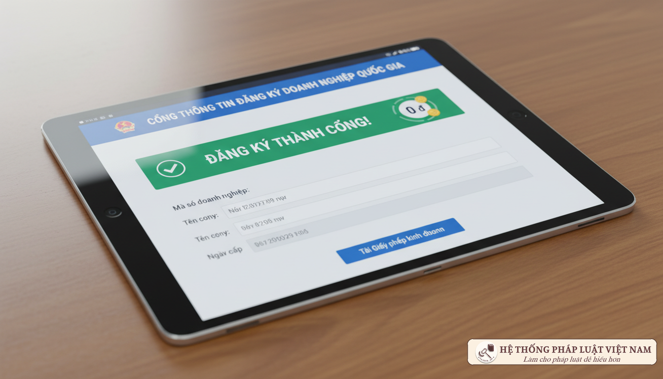 Giao diện đăng ký doanh nghiệp trực tuyến