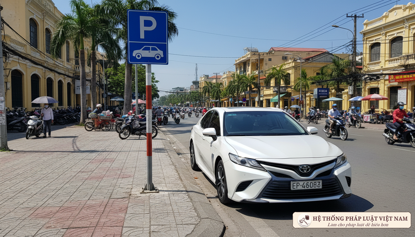 Tài xế ô tô lưu ý: Cách đỗ xe &#039;nửa trên nửa dưới&#039; vỉa hè đúng luật từ 01/7/2020

