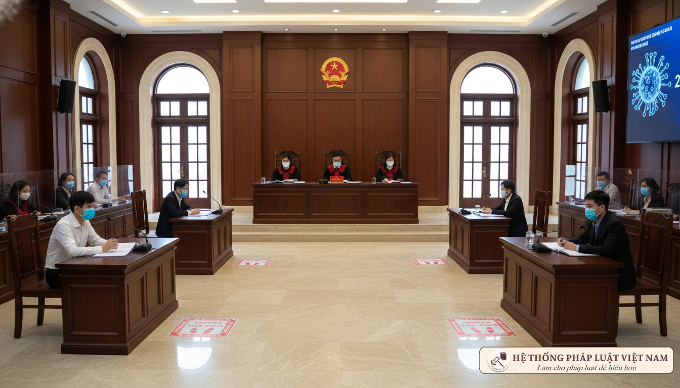 Siết chặt kỷ luật phòng dịch: Chỉ 2 nhóm đối tượng được phép bước chân vào phòng xét xử từ nay đến 31/5/2020
