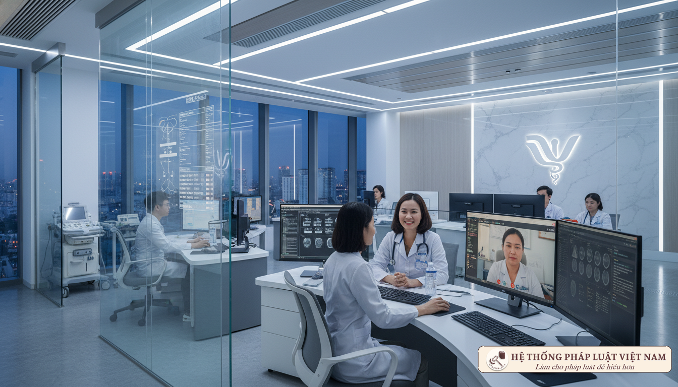 Bác sĩ sử dụng hệ thống máy tính và Internet trong bệnh viện hiện đại