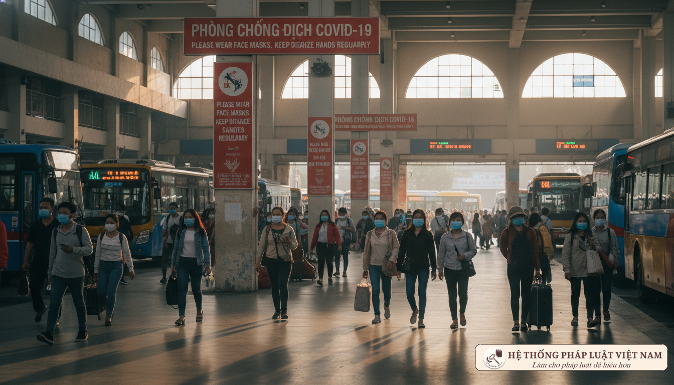 Kiểm tra đeo khẩu trang tại bến xe Hà Nội