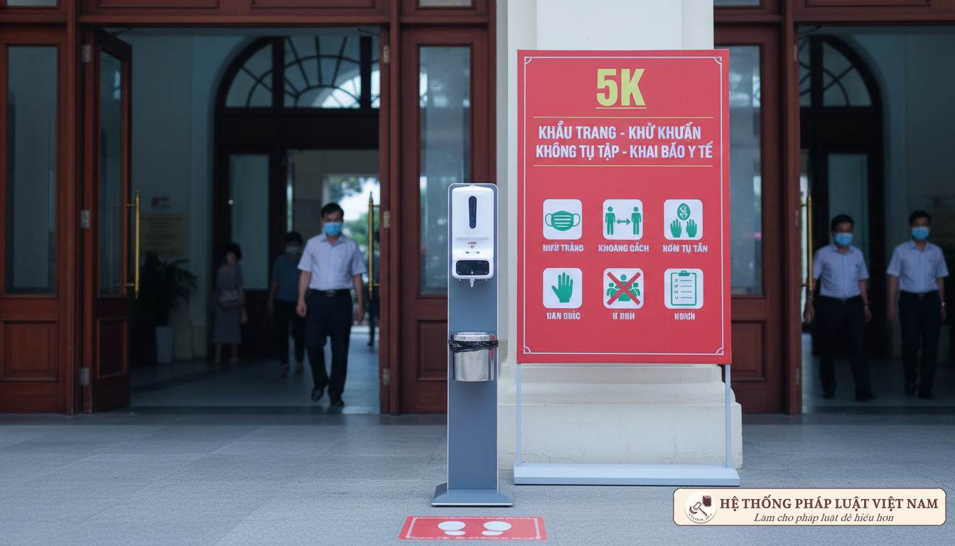 Trạm sát khuẩn tay và thông điệp 5K tại Việt Nam