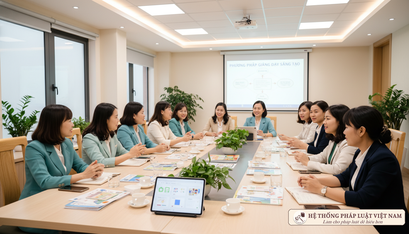 Các giáo viên tiểu học thảo luận chuyên môn