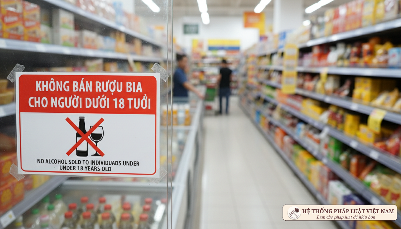 Biển báo không bán rượu bia cho người dưới 18 tuổi