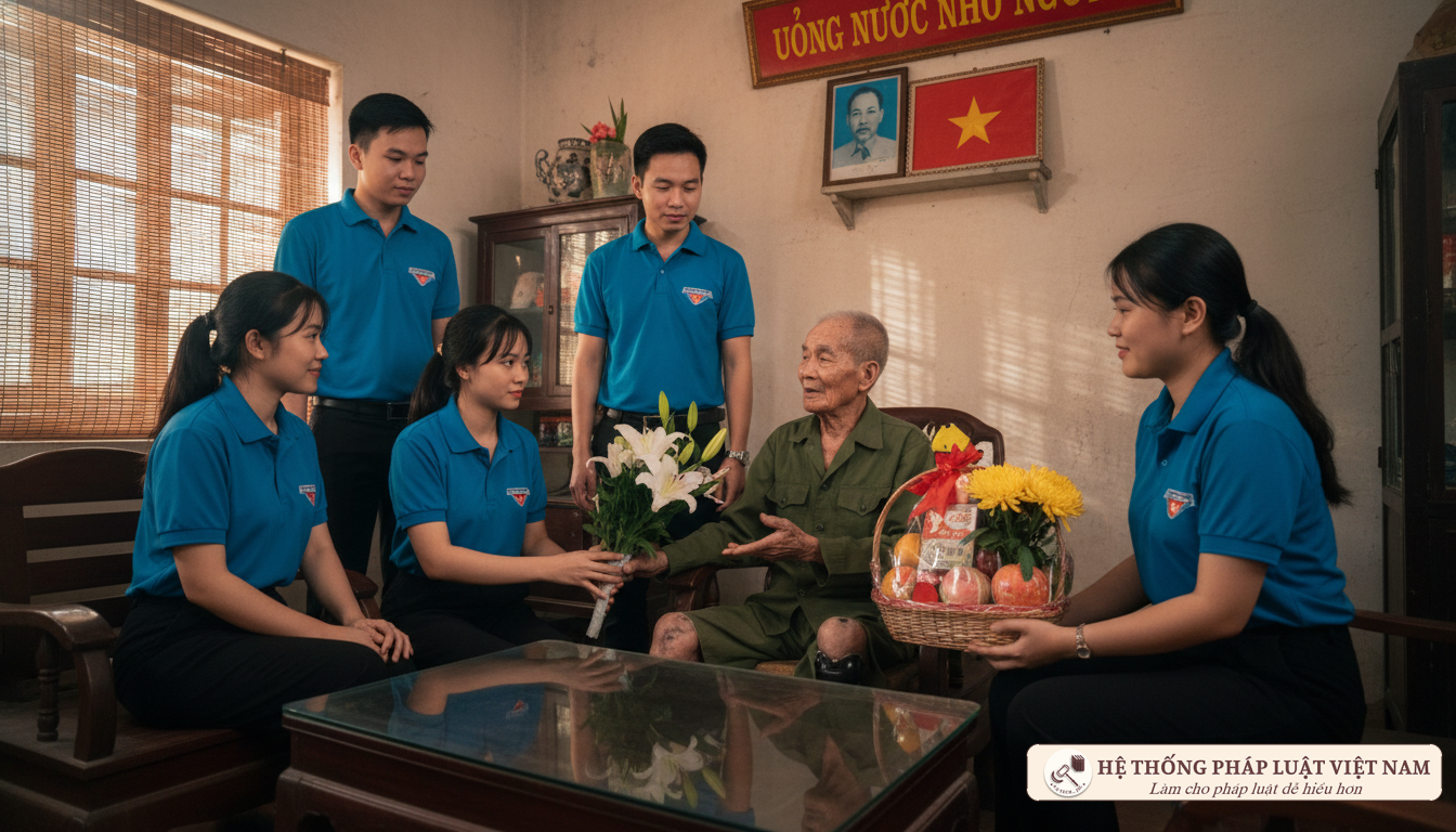 Thanh niên tình nguyện thăm hỏi người có công