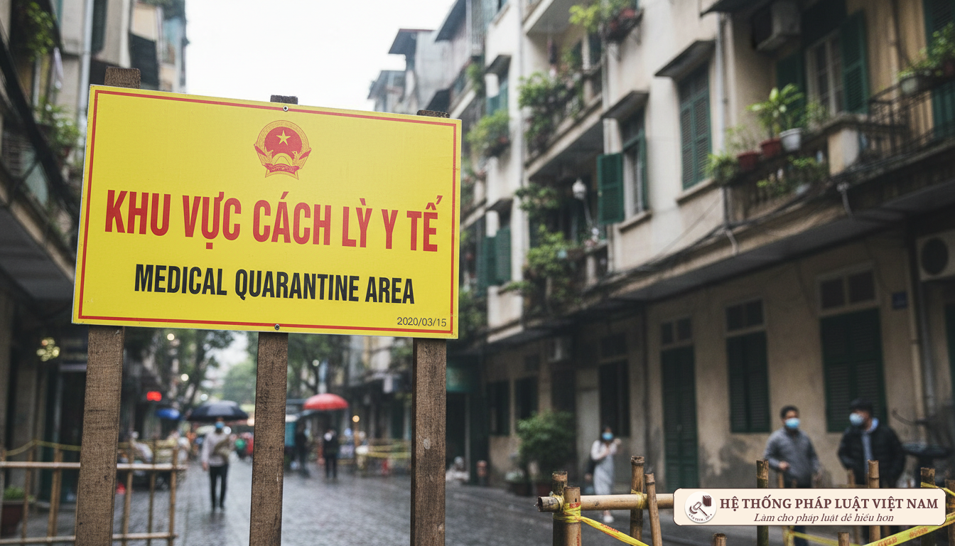 Biển báo khu vực cách ly y tế tại Hà Nội năm 2020