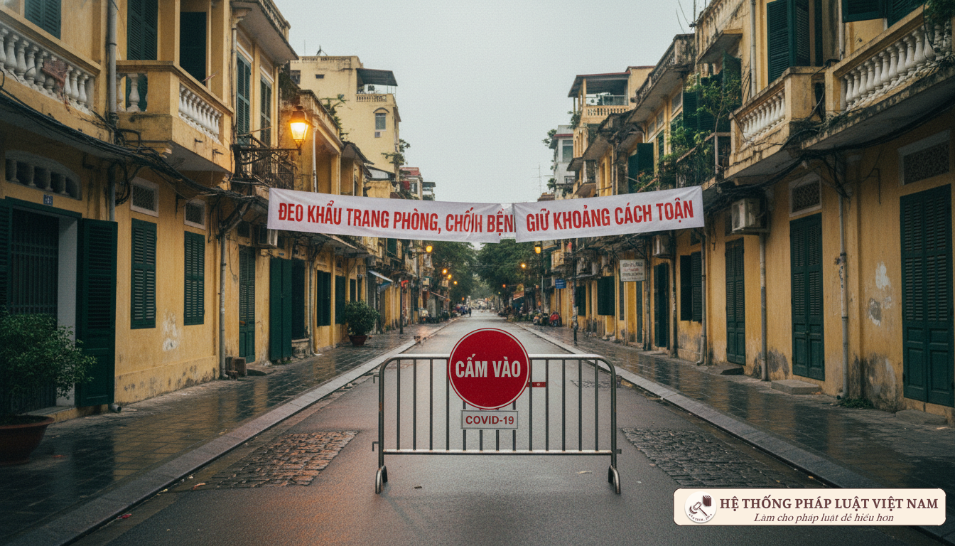 Đường phố Hà Nội vắng vẻ trong đợt giãn cách xã hội năm 2020
