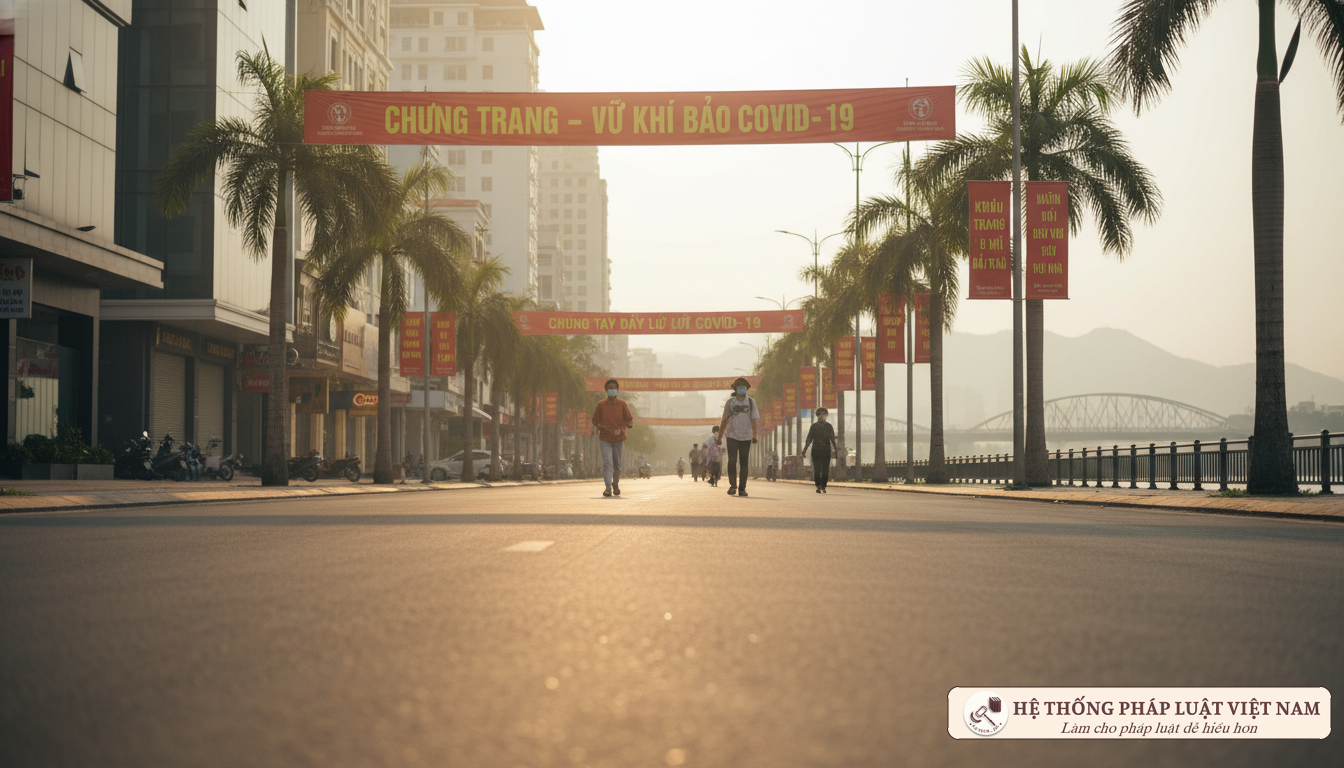 Đường phố Đà Nẵng vắng lặng trong thời gian giãn cách xã hội tháng 8/2020