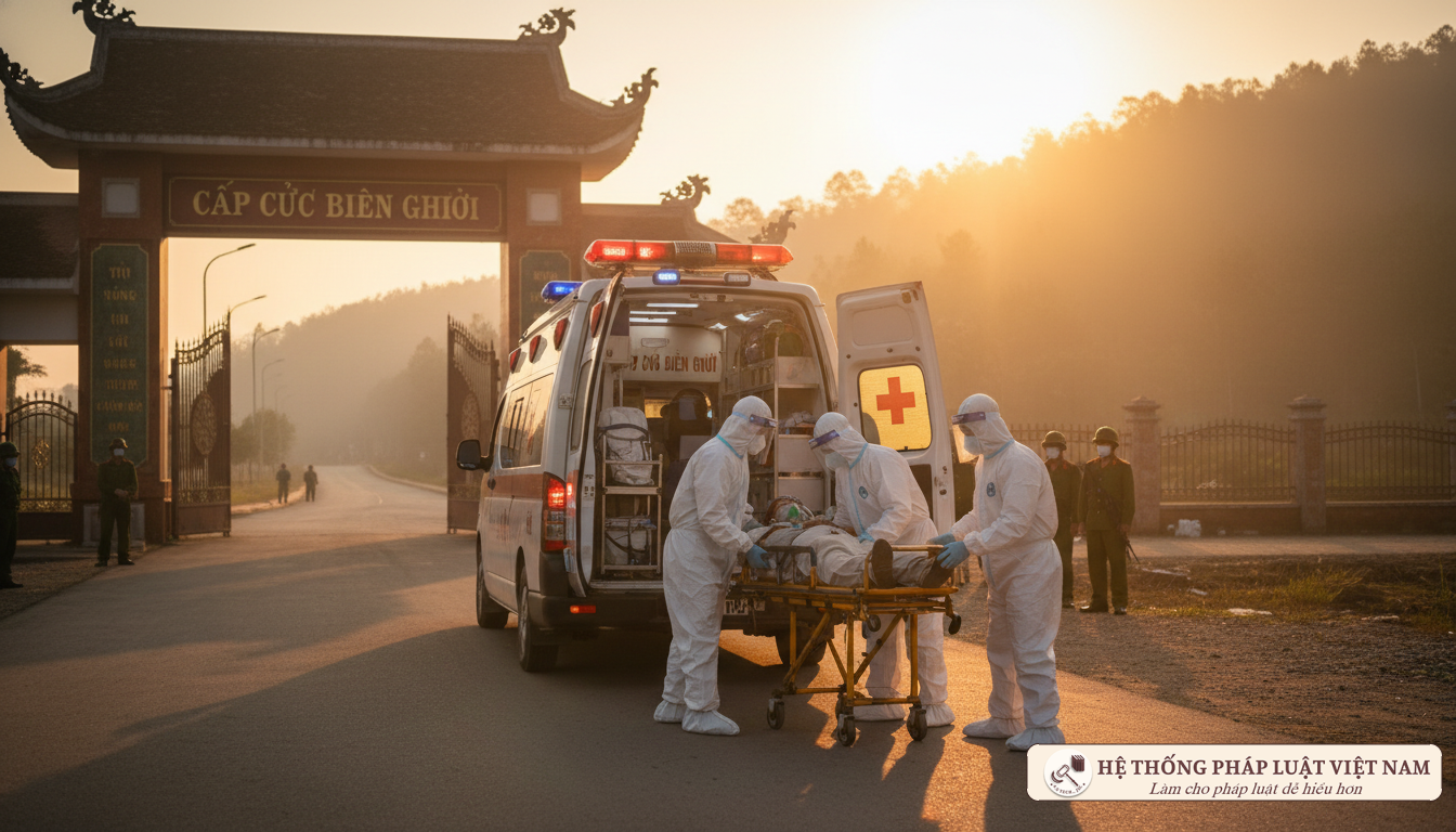Xe cứu thương chuyên dụng tại cửa khẩu biên giới Việt Nam