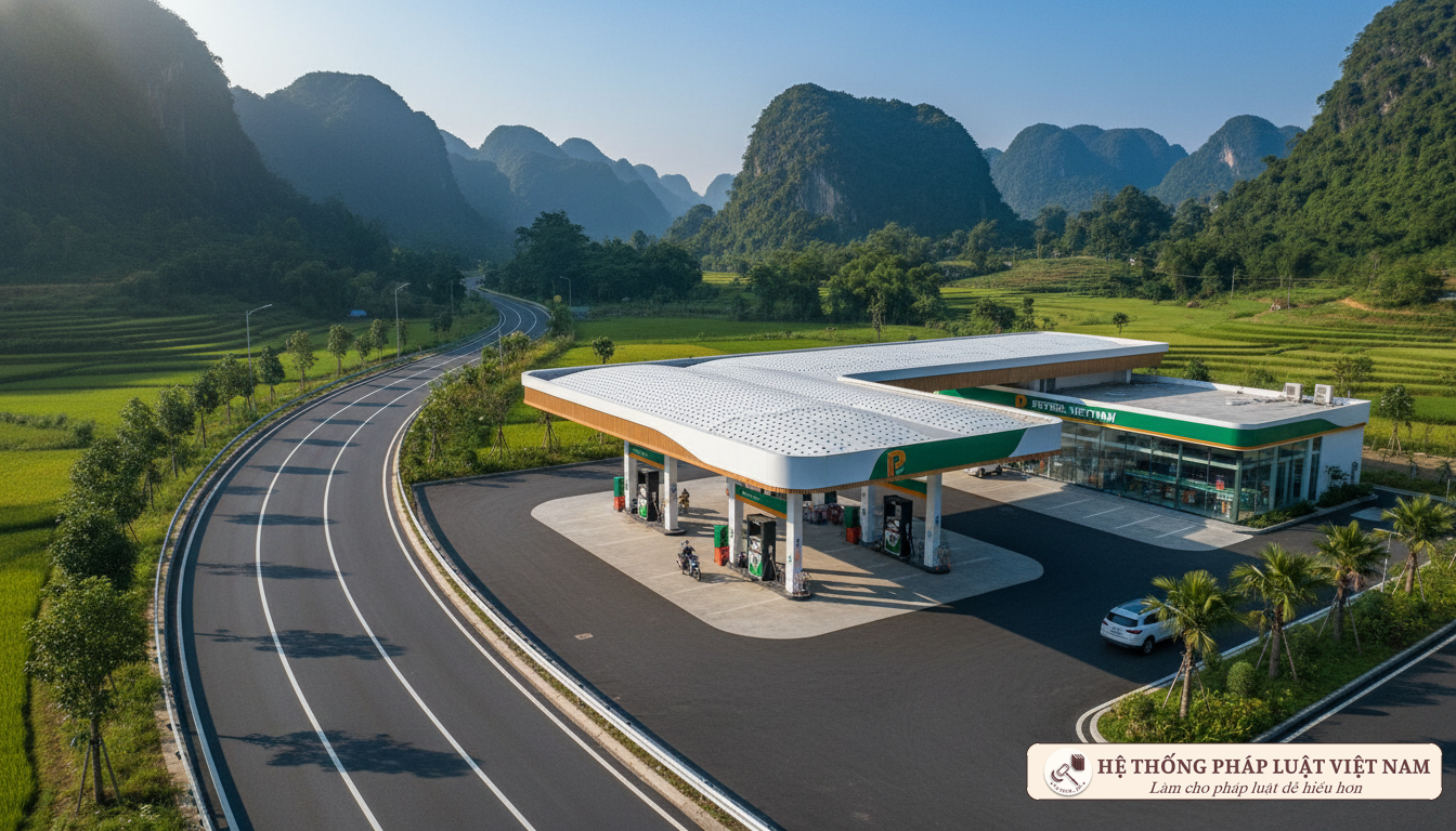 Cửa hàng xăng dầu trên quốc lộ