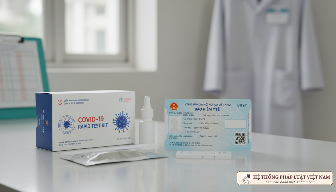 Thẻ BHYT và bộ kit xét nghiệm