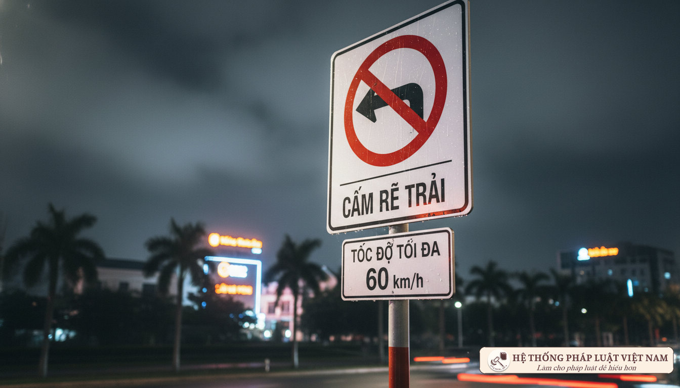 Cận cảnh biển báo giao thông có màng phản quang