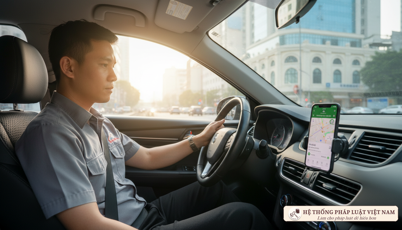 Tài xế taxi công nghệ sử dụng ứng dụng 2020