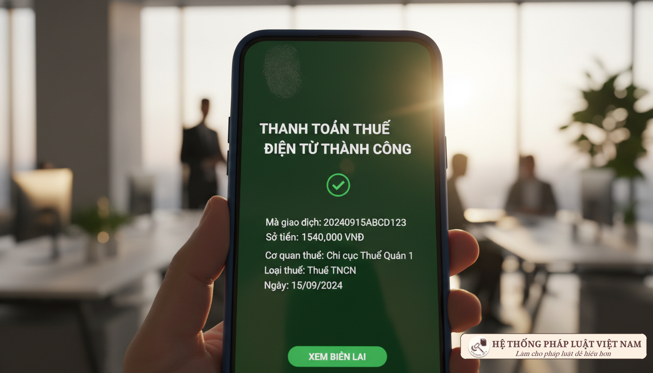Thông báo nộp thuế thành công trên điện thoại