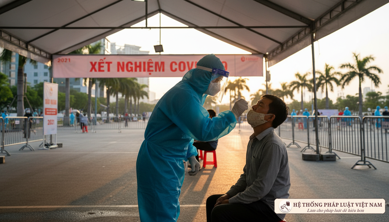 Nhân viên y tế lấy mẫu xét nghiệm COVID-19 tại Việt Nam