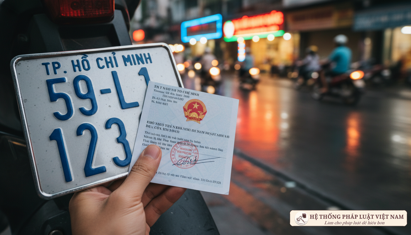 Cận cảnh biển số xe và giấy đăng ký xe máy Việt Nam