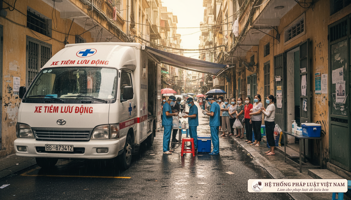 Xe tiêm vắc xin lưu động tại TP.HCM