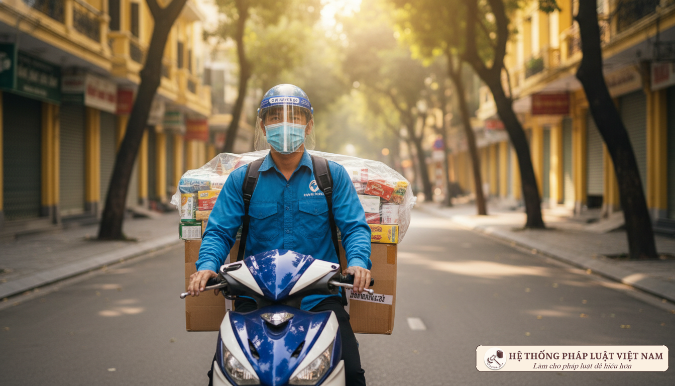 Nhân viên giao hàng thiết yếu tại TP.HCM năm 2021