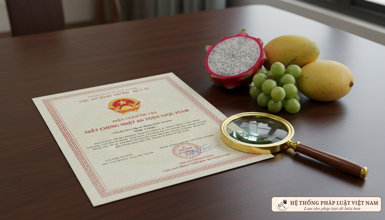 Giấy chứng nhận an toàn thực phẩm và trái cây tươi