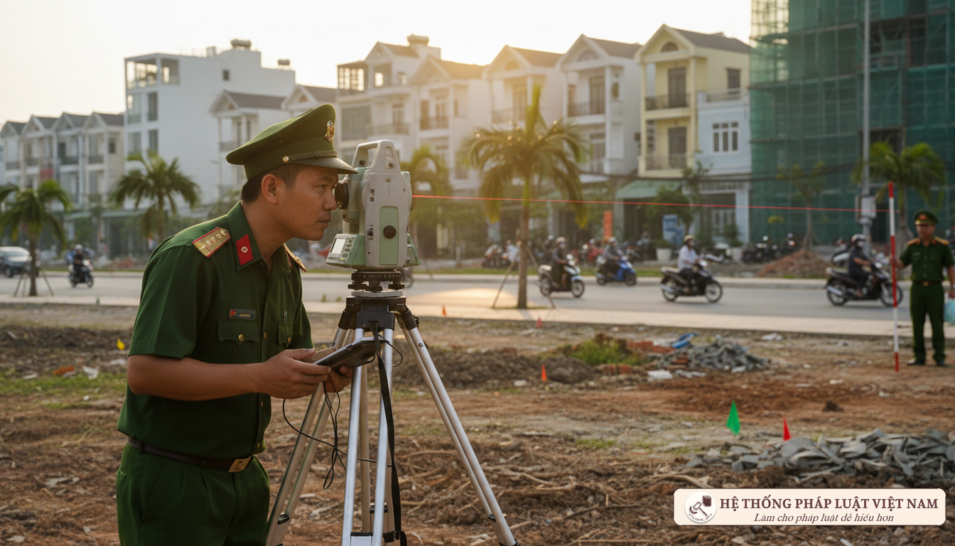 Cán bộ địa chính đo đạc đất đai