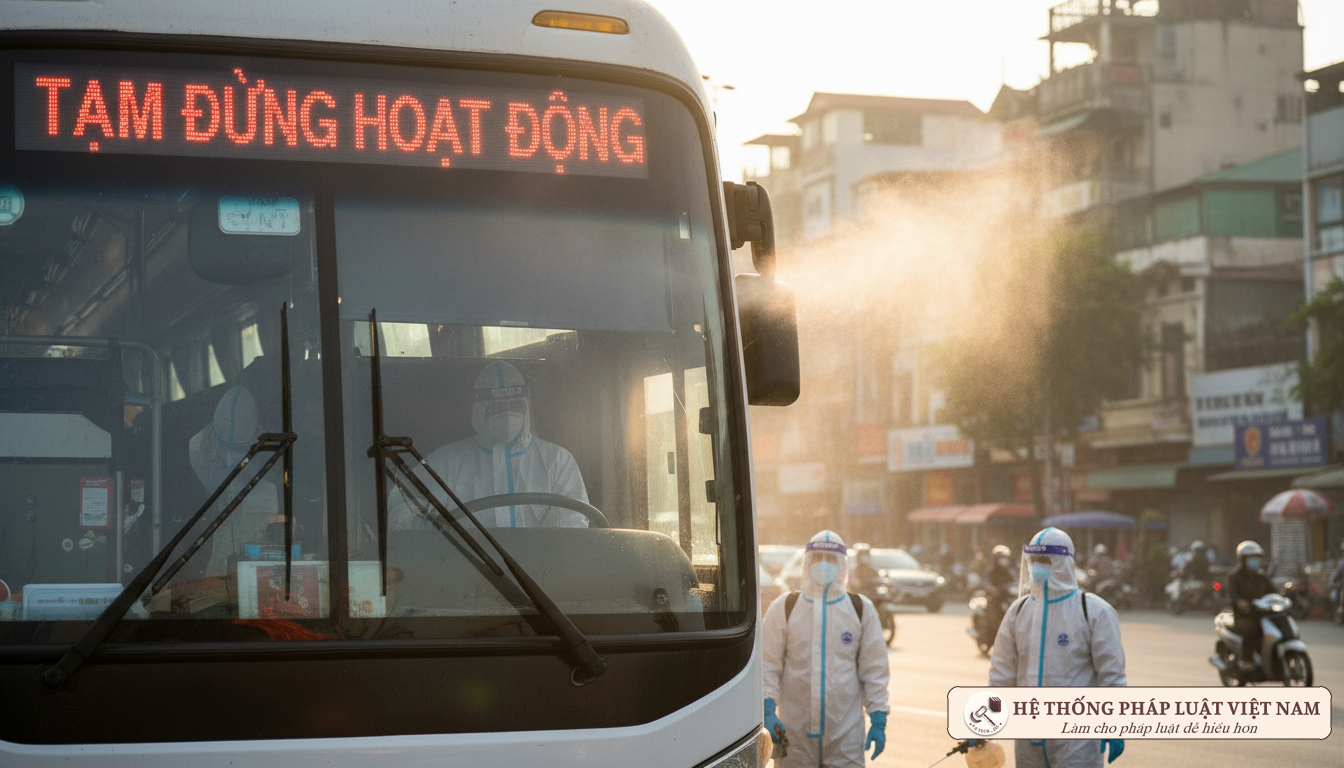 Biển báo tạm dừng hoạt động tại bến xe khách Hà Nội