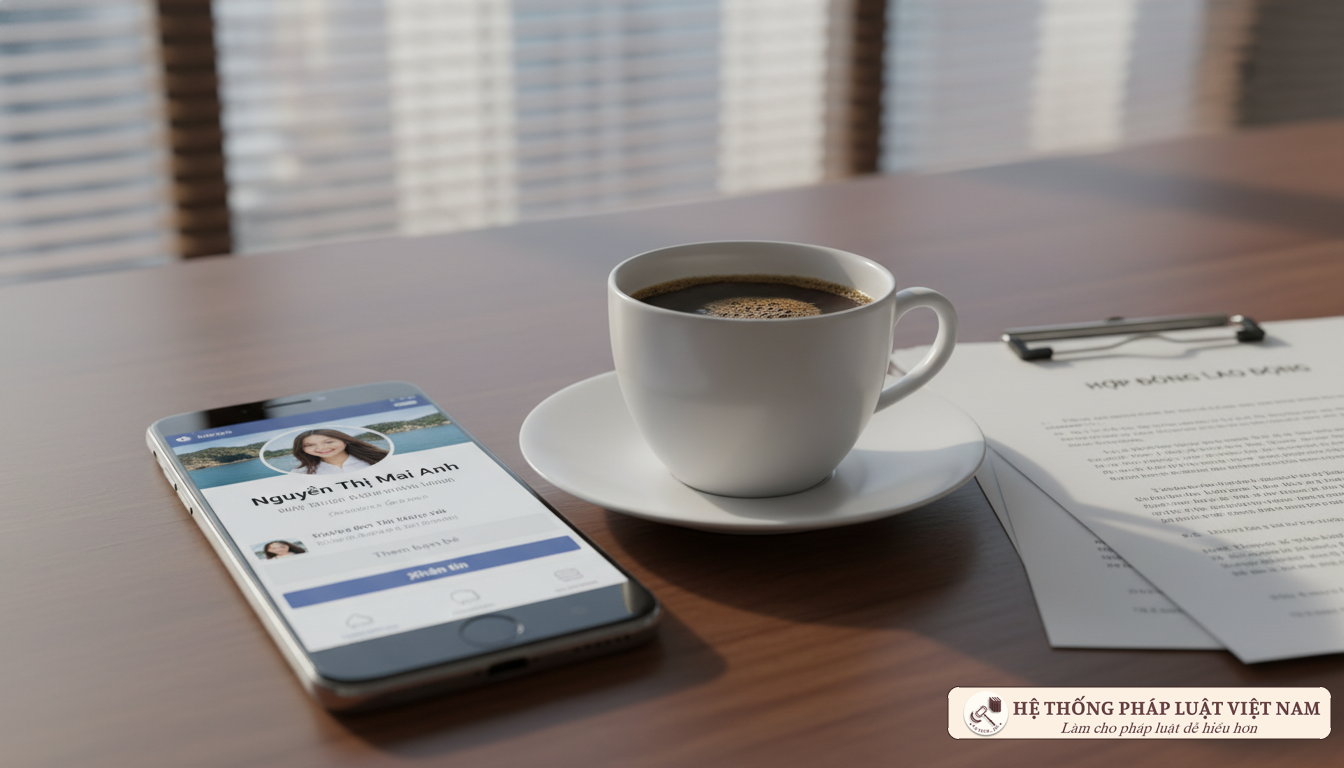 Màn hình điện thoại hiển thị trang cá nhân Facebook tên thật
