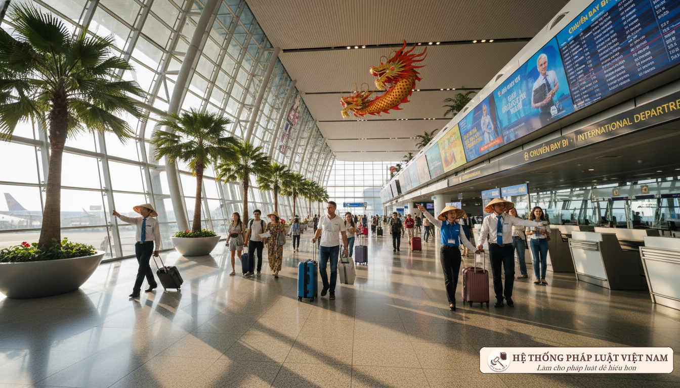 Du khách quốc tế tại sân bay Việt Nam
