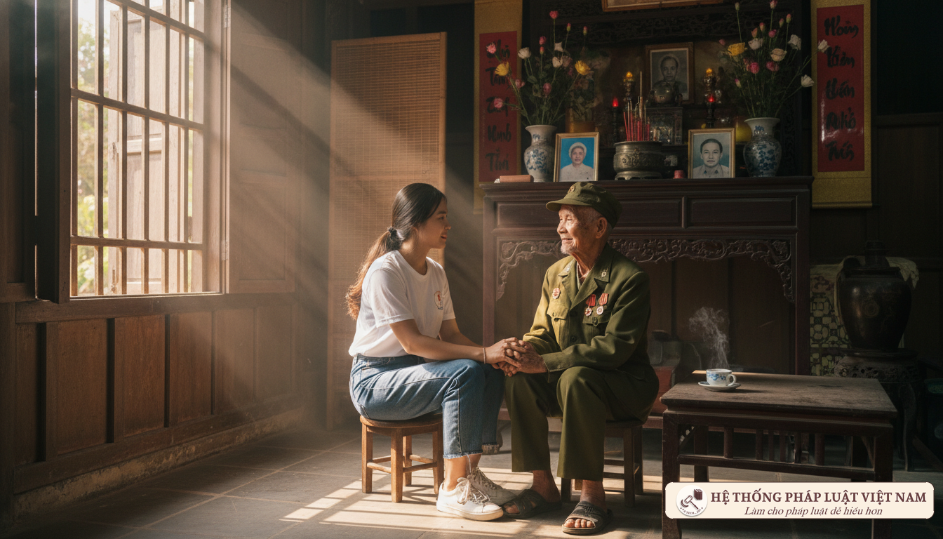 Tình nguyện viên thăm hỏi người có công với cách mạng