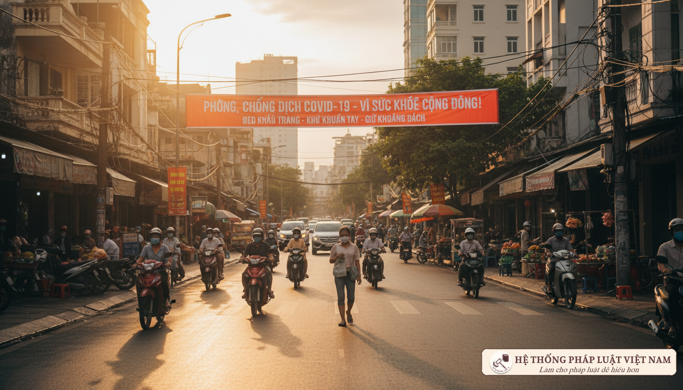 Người dân đeo khẩu trang phòng dịch Covid-19 trên đường phố Việt Nam