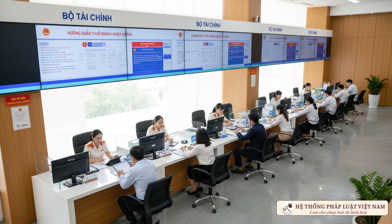 Cán bộ thuế hướng dẫn người dân