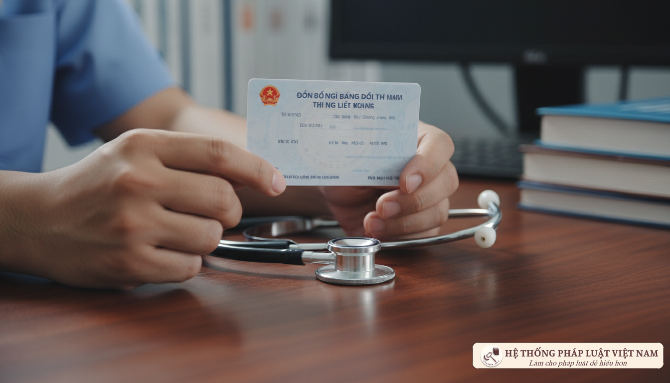 Bác sĩ kiểm tra thẻ bảo hiểm y tế của bệnh nhân