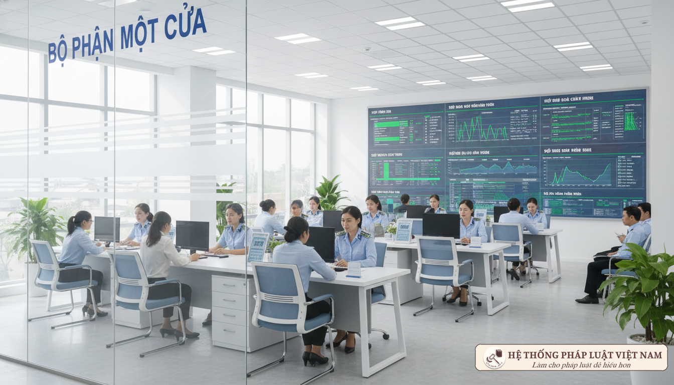 Cán bộ công an hướng dẫn người dân làm thủ tục cư trú