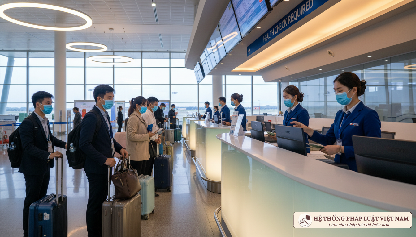 Kiểm tra giấy tờ y tế tại sân bay