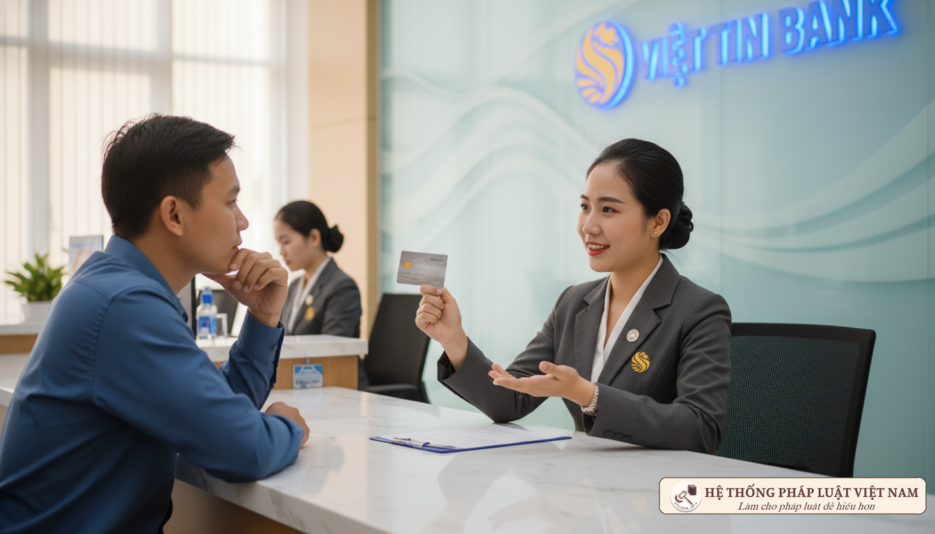 Nhân viên ngân hàng tư vấn đổi thẻ chip cho khách hàng