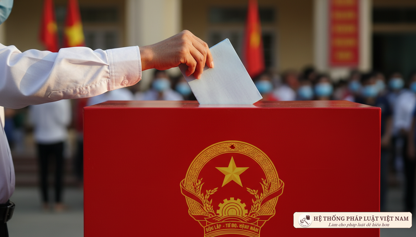 Cử tri bỏ phiếu vào hòm phiếu